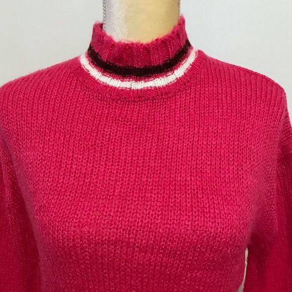 Derek Heart NWT Mock Neck Hot Pink Cropped Sweater Juniors Various - Picture 2 of 8